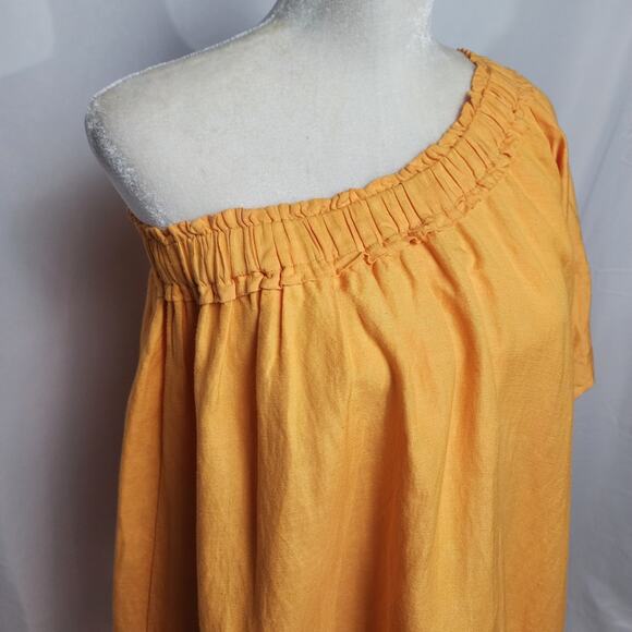 By Anthropologie one shoulder waistless mini dress linen blend woman's size xs - Picture 7 of 11